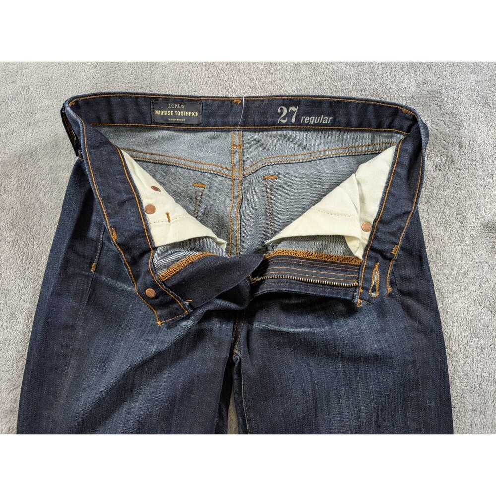 J Crew Toothpick Skinny Jeans Womens 27 Mid Rise Dark Wash Stretch Denim - Picture 6 of 11